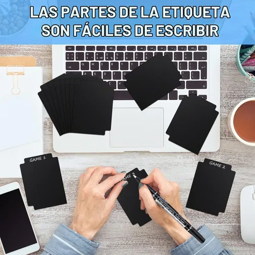 Vista 7 de 60 piezas de separadores para tarjetas de juego negros, separadores de cartas para juegos de mesa TCG, organizador de almacenamiento para reunión