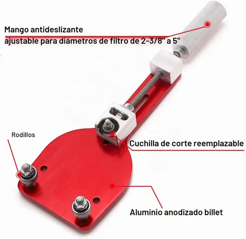 Vista 3 de 77750 Herramienta de corte de filtro de aceite para rango de corte de filtro 2-3/8" - 5" Rojo