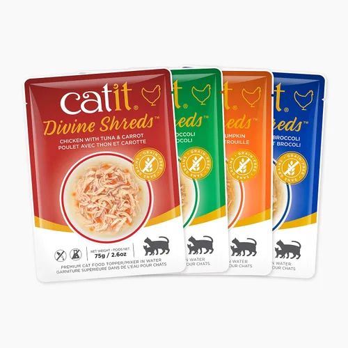 Vista 2 de Catit Divine Shreds Premium - Decoración de comida para gatos, pollo, paquete de 12