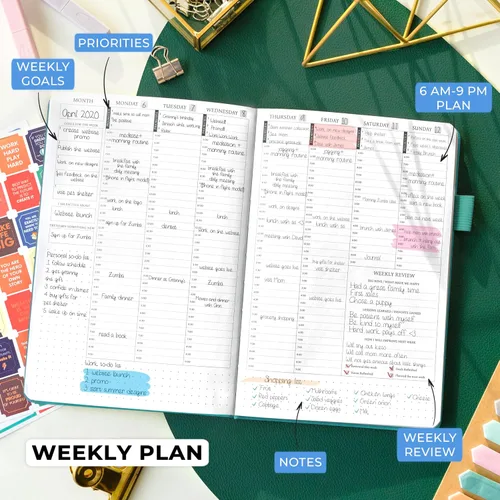 Vista 3 de Legend Planner - Edición de organizador por hora - Organizador semanal y diario de lujo con espacio para las horas. Agenda de administración