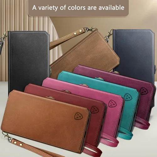 Vista 3 de XcaseBar Funda tipo cartera para Samsung Galaxy A13 5G con bloqueo RFID, soporte para tarjetas de crédito, libro de folio con tapa de piel