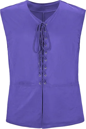 Vista 14 de Zando Chaleco pirata renacentista medieval vikingo para hombre, disfraz de Halloween o cosplay