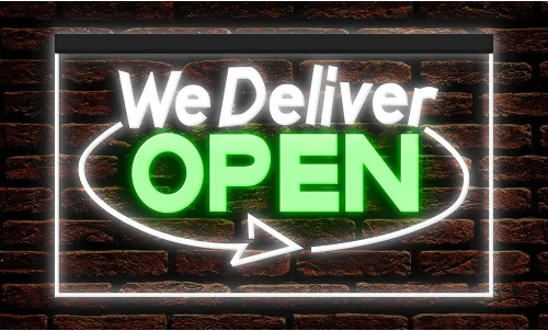 Vista 13 de 110020 We Deliver Open Services Cafe Fast food Shop Restaurant Display LED Light Neon Sign (12" X 8", 16 Colors By Remote)