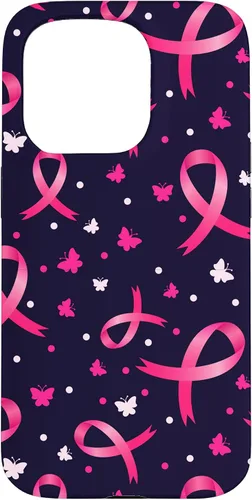 Vista 14 de Funda de soporte para iPhone 17 de mujeres de concientización sobre el cáncer de mama con patrón de cinta rosa