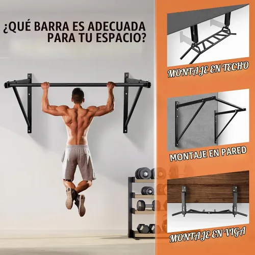 Vista 7 de Yes4All - Barra de dominadas resistente para montar en la pared – Agarre múltiple para dominadas / Barra de dominadas para montar en el techo A.
