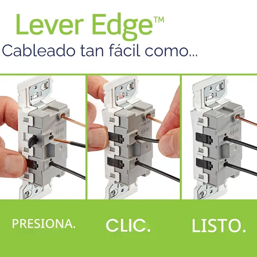 Vista 3 de Leviton Lever Edge - Interruptor basculante de un solo polo de 15 amperios, paquete de 10, E5601-MW, color blanco