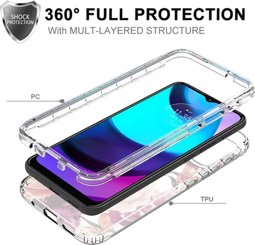 Vista 3 de Funda para Moto E20/Moto E30/Moto E40, XT2155 XT2158 con protector de pantalla de vidrio templado, funda protectora de cuerpo completo