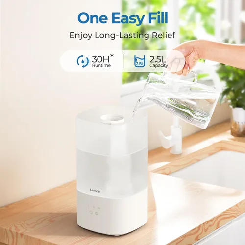Vista 4 de Humidificadores de 2.5L para dormitorio, humidificadores de niebla fría de llenado superior para habitación grande, fáciles de llenar y limpiar, 30H