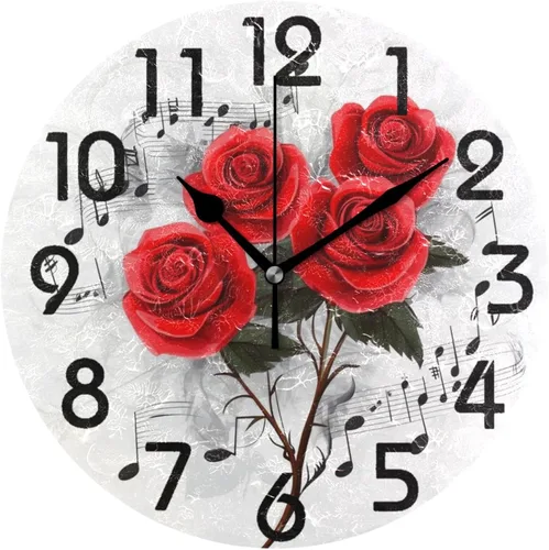 Vista 13 de Reloj de pared redondo retro de otoño con dos gnomos y calabaza de 10 pulgadas, funciona con pilas, reloj de escritorio analógico silencioso sin