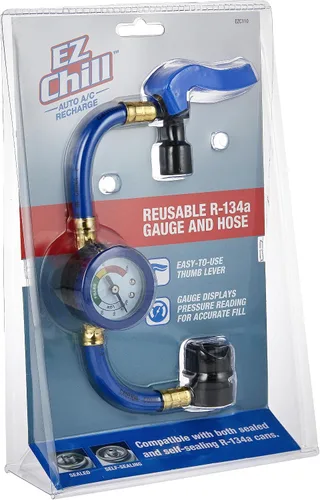 Vista 3 de A/C Pro EZ Chill - Medidor de refrigerante y manguera de aire acondicionado para automóvil, kit de recarga de CA reutilizable para automóviles