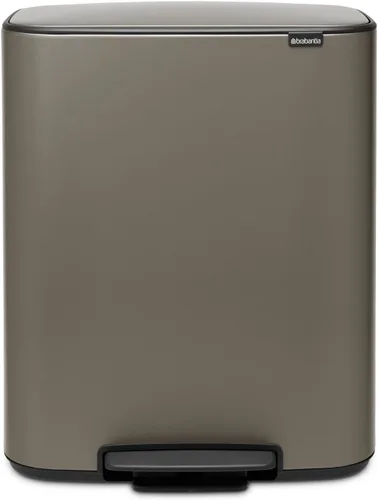 Vista 19 de Brabantia Bo - Basurero de cocina con compartimento individual, color negro mate, cubo interior de 9.5 galones, cubo de basura de cierre suave