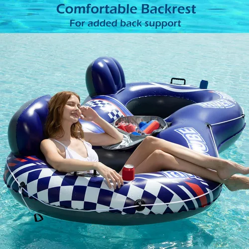 Vista 3 de Jasonwell Flotador Inflable de Tubo de Río - Flotador de Río Resistente para 2 Personas Flotadores de Piscina con Enfriador Removible Tubos de Agua