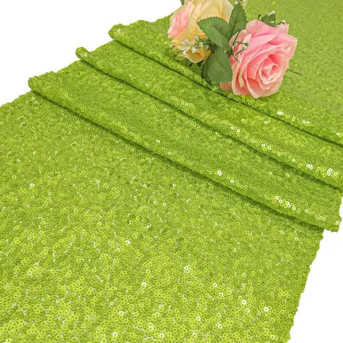 Vista 12 de ShinyBeauty Camino de mesa de lentejuelas rosa intenso, 12 x 72 pulgadas, elegante camino de mesa para eventos de boda personalizado