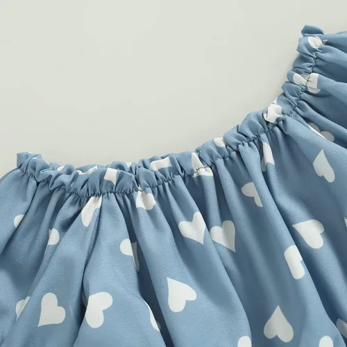 Vista 5 de Conjunto de 2 piezas de ropa con volantes y cuello halter floral para niños pequeños
