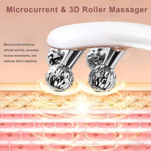 Vista 4 de CXGRISE Masajeador facial inalámbrico, rodillo facial eléctrico 3D, herramienta recargable para esculpir y aliviar la hinchazón en forma de V
