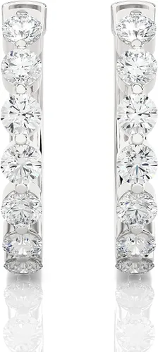 Vista 7 de Aretes de aro esenciales de diamante natural de 12 a 34 quilates para mujer en oro blanco y amarillo de 14 k (F-G, SI2-I1, cttw) por Privosa Fine