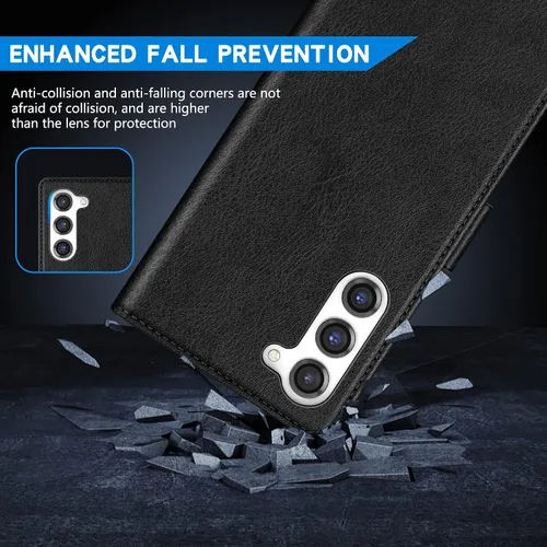 Vista 7 de ZZXX Funda tipo cartera para Samsung Galaxy S23 con bloqueo RFID, ranura para tarjetas, función atril, cierre magnético, funda protectora de cuero