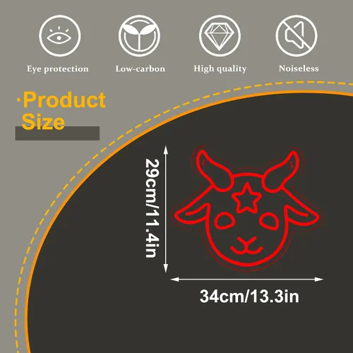 Vista 5 de Allball Letrero de Neón Baphomet, Letreros LED Regulables Góticos Símbolo de Satanás Letreros de Neón de Halloween para Decoración de Pared, Rojo1