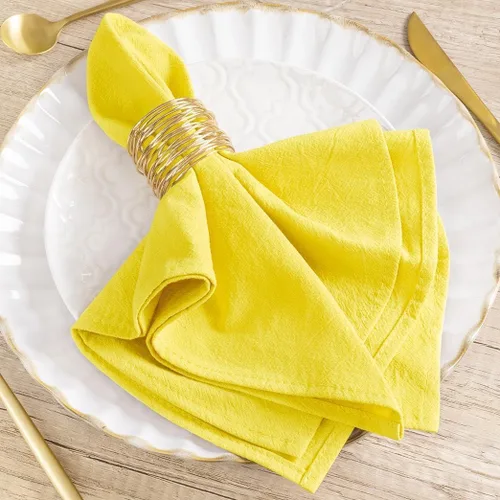 Vista 8 de Servilletas de tela natural de lino de algodón Boho rústico mesa de cena Beige