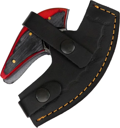 Vista 9 de Damascus Alaskan Ulu Cuchillo cortador de pizza Cuchillo balancín - Cuchillos de Damasco multiusos para desollar, cazar, cuchillo de cortar