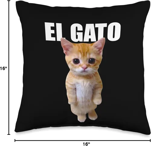 Vista 4 de El Gato Meme Sad Crying Cat Munchkin Kitty Meme Almohada moderna, 16 x 16 pulgadas, multicolor