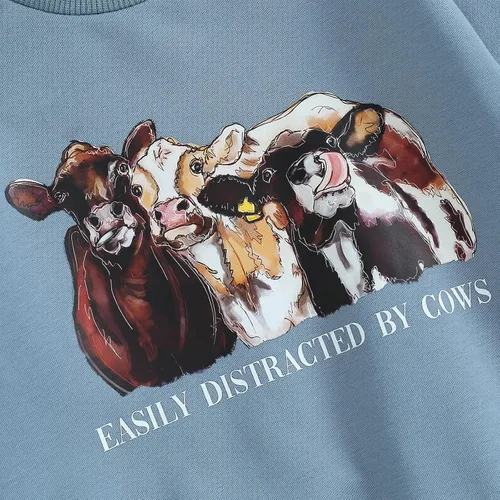 Vista 3 de Conjunto de sudadera de manga larga con estampado de vaca para bebé niño y niño