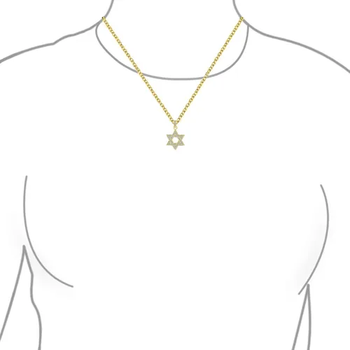 Vista 3 de Bling Jewelry Cubic Zirconia CZ Accent Traditional Religious Magen Judaic Hanukkah Intertwined Star Of David Pendant Necklace For Women Teen Bat