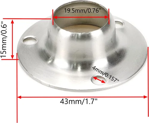 Vista 2 de Soportes de varilla de armario Soporte de extremo de varilla de 3/4 "de diámetro - 8 piezas