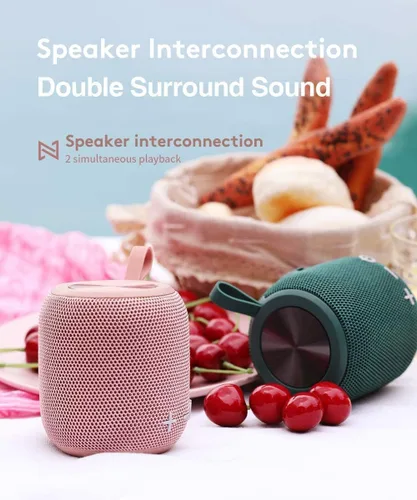 Vista 6 de Altavoces Bluetooth portátiles inalámbricos impermeables IPX7 Bluetooth 5.0 doble emparejamiento mini altavoz de ducha, sonido envolvente estéreo