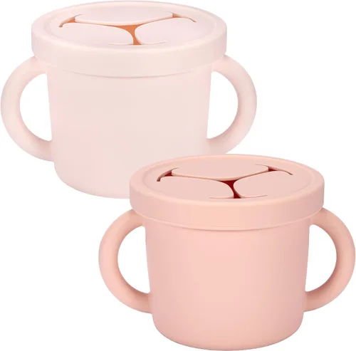 Vista 10 de Recipientes de silicona de grado alimenticio para aperitivos, recipientes de aperitivos con asas y tapa para niños pequeños (color 1)