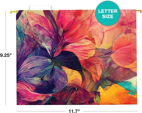 Vista 4 de Global Printed Products Carpetas colgantes impresas de diseñador de lujo, 4 patrones, tamaño carta, 12 por paquete (floral abstracto)