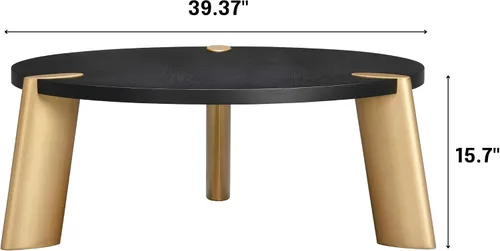 Vista 2 de NTC Mesa de centro redonda de madera Tribase Boho de 40 pulgadas para sala de estar y comedor, impermeable y resistente al calor, negro quemado