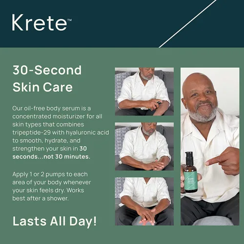 Vista 5 de KRETE Suero hidratante facial y corporal para hombres de la cabeza a los pies - Hidrata, suaviza, hidrata y protege tu piel en 30 segundos, sin