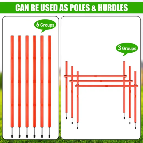 Vista 4 de TOBWOLF 6PCS 6FT Adjustable Soccer Agility Training Poles For Speed & Agility Training, Detachable Sports Training Speed Sticks, Slalom Pole Set