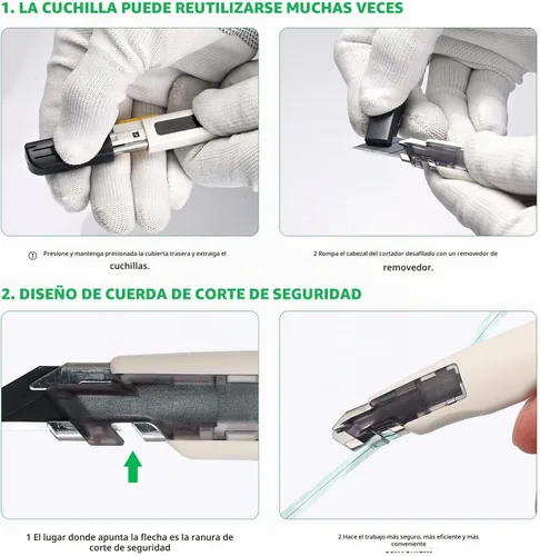 Vista 4 de FOSHIO Cuchillo de manualidades para arte, manualidades, fabricación de modelos, cuchillo utilitario retráctil con bloqueo automático con 10
