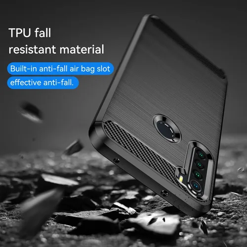 Vista 6 de Funda protectora para Xiaomi Redmi Note 8 de fibra de carbono, TPU suave, antideslizante, duradera, ligera, protectora para Redmi Note 8, negro