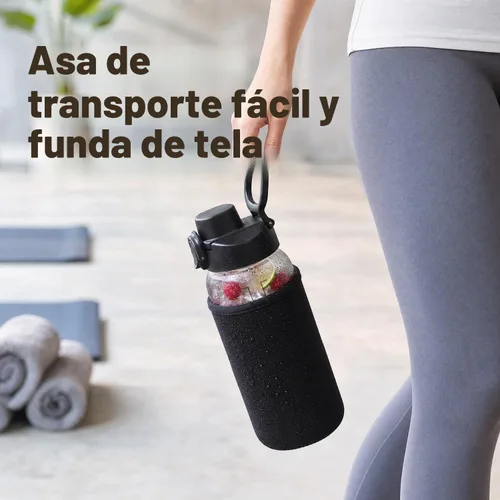 Vista 8 de Neodaco Botella de agua de vidrio inodoro de 24 onzas, botella de jugo