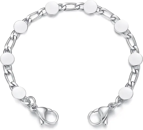 Vista 3 de Pulseras de alerta médica intercambiables mnmoom - Cadena de acero inoxidable con cierres de langosta - Solo cadena