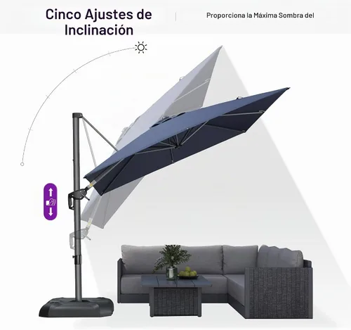 Vista 373 de PURPLE LEAF Paraguas al aire libre con base 8' x 8' protección solar verde Manzana Verde (Apple Green)