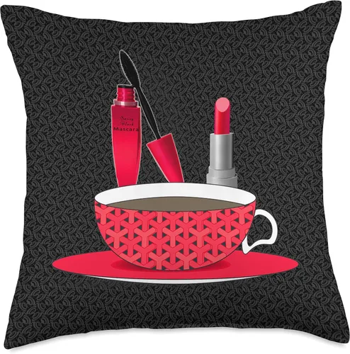 Vista 5 de Start Every Day Bright Designs Ready for The Day - Cojín de máscara de café y lápiz labial (16.0 x 16.0 in), multicolor