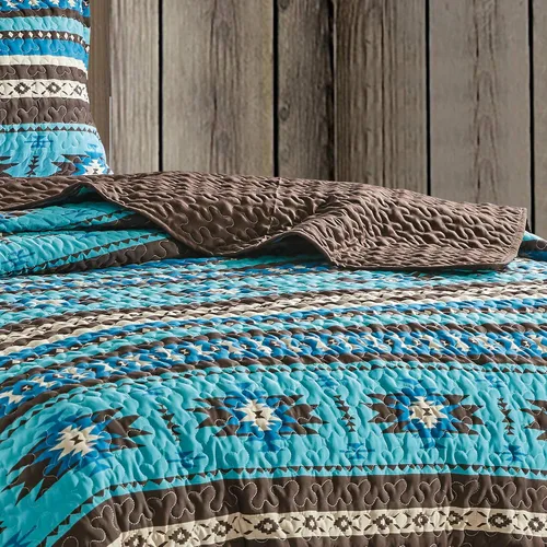 Vista 5 de Jaba - Juego de edredón de 3 piezas con estampado fino, tamaño King, para todas las estaciones, diseño tribal navajo nativo americano, con fundas