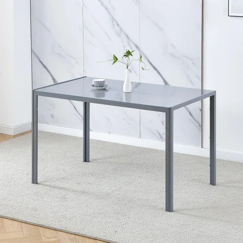 Vista 3 de Juego de 4 mesas de comedor y sillas negras modernas de 5 piezas para cocina pequeña, mesa rectangular de vidrio templado y 4 sillas de terciopelo