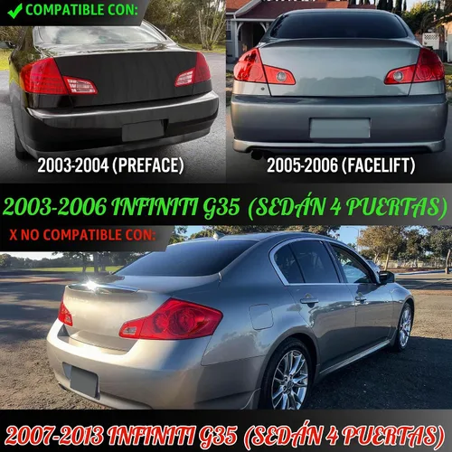 Vista 2 de USR 03-06 VQ Sedan Luz Trasera – Juego de Lámparas Traseras (Izquierda + Derecha) Par - Compatible con 2003-2004 Infiniti G35 4 Puertas Pre-Facelift