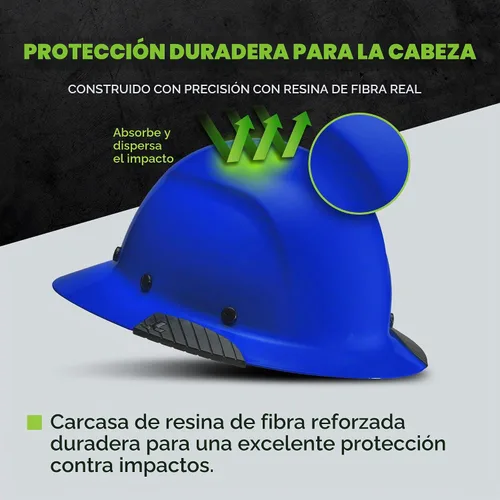 Vista 3 de Lift Dax - Casco de seguridad de ala completa de resina de fibra, suspensión de 6 puntos Azul