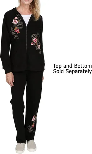 Vista 5 de FLORIANA Sudaderas con capucha y cremallera para mujer, sudaderas bordadas, chaquetas de otoño para mujer