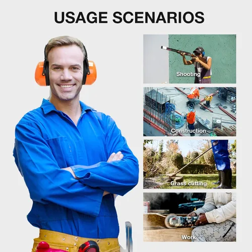 Vista 5 de LYSIAN Orejeras de protección auditiva de 31 dB, orejeras plegables de seguridad ajustables para disparos, construcción, corte de césped, adultos