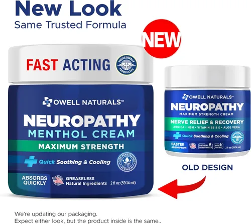 Vista 8 de Owell Naturals Crema de neuropatía extra fuerte – Enfriamiento de rápida absorción para piernas, pies y manos – Fórmula calmante avanzada con aloe