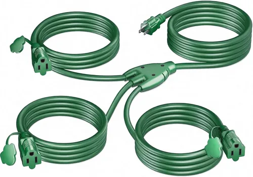 Vista 8 de K KASONIC - Cable de extensión de luces navideñas para exteriores de 46 pies con múltiples tomas, cable eléctrico resistente con certificación ETL