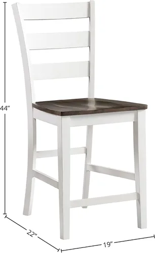 Vista 3 de Intercon Kona Taburete de bar con respaldo de escalera de 24 pulgadas con madera, juego de 2, gris y blanco