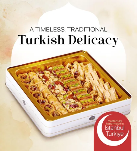 Vista 2 de Cerez Pazari Baklava Juego de regalo de pastelería – Pastelería turca de Baklava con nueces y especias – Caja de regalo de Baklava de Turquía